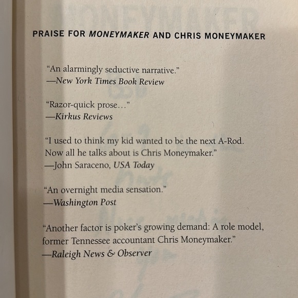 AUTOGRAPHED “MONEYMAKER”PAPERBACK BOOK - ABOUT AMATEUR TO WORLD SERIES OF POKER - Picture 5 of 6